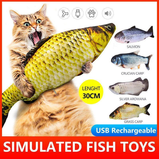 Electric Dancing Fish Kicker Cat Toy Wagging Realistic Moves Usb Rechargeable Au - Crucian Carp