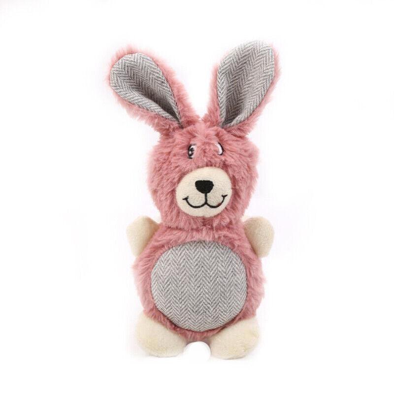 Squeaky Dog Toys Puppy Pet Chew Rope Squeaker Crinkle Rope Plush Toy Teething Au - Light Pink Rabbit