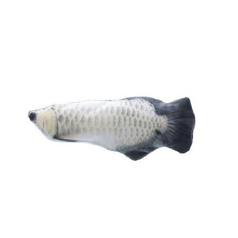 Electric Dancing Fish Kicker Cat Toy Wagging Realistic Moves Usb Rechargeable Au - Silver Arowana