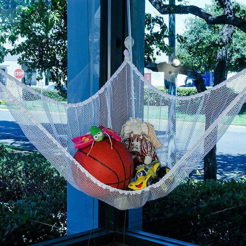 Soft Large Toy Hammock Mesh Net Storage Organizer for Bedroom Plush Toys - White