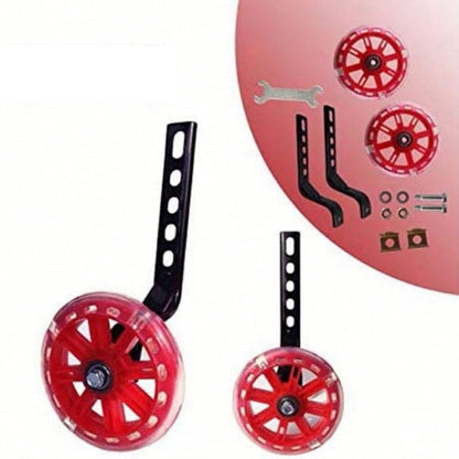 12–20 Inch Bike Training Wheels Flashing PVC Silent Stabilizer Auxiliary Support - Black
