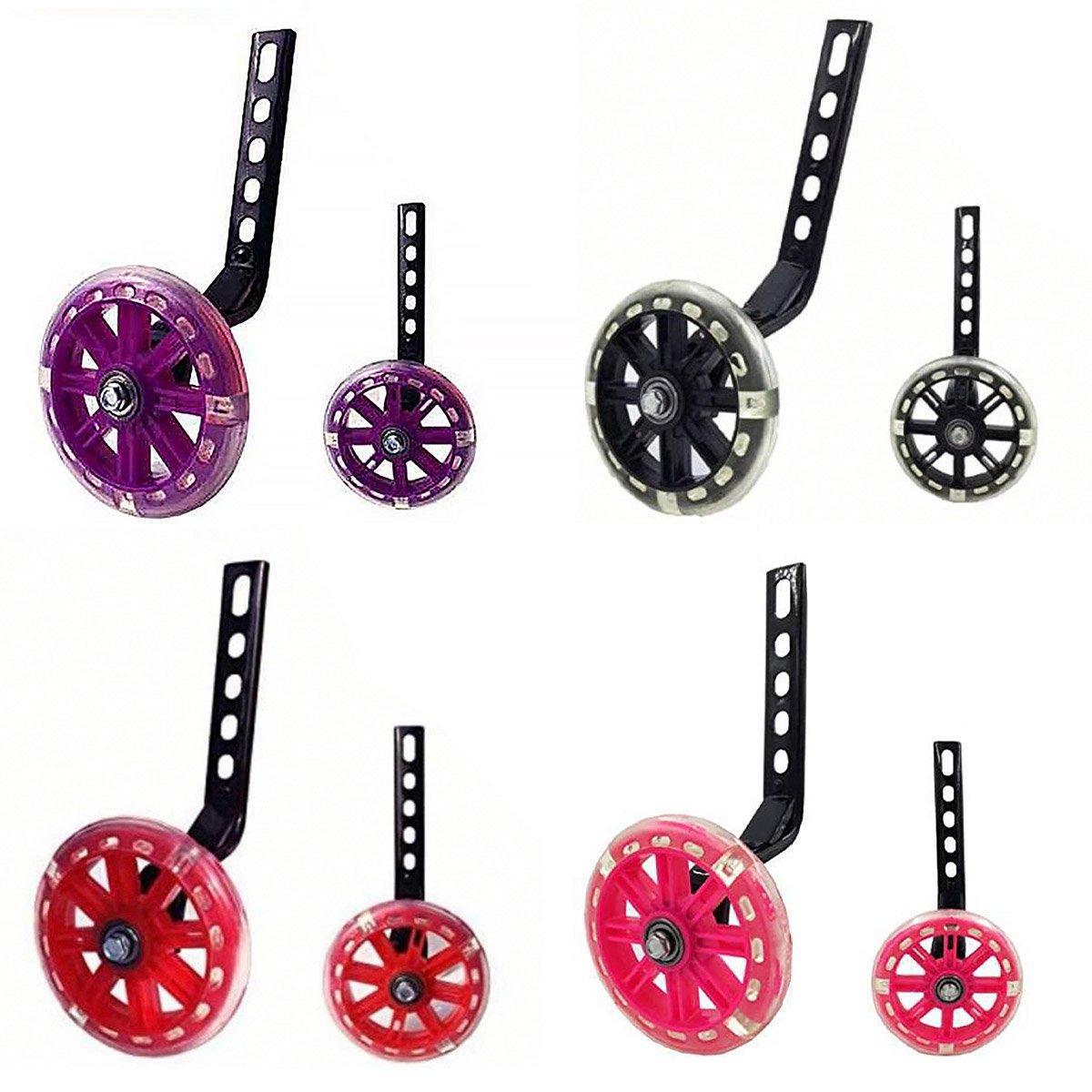 12–20 Inch Bike Training Wheels Flashing PVC Silent Stabilizer Auxiliary Support - Red