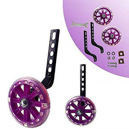 12–20 Inch Bike Training Wheels Flashing PVC Silent Stabilizer Auxiliary Support - Red