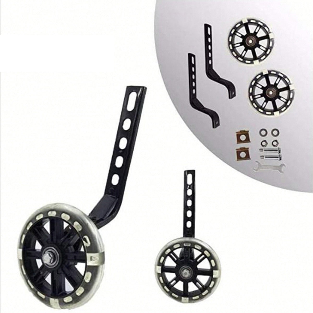 12–20 Inch Bike Training Wheels Flashing PVC Silent Stabilizer Auxiliary Support - Red