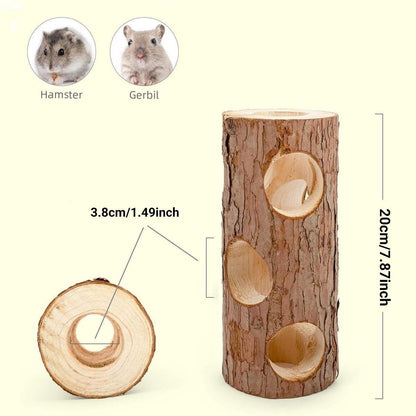 Solid Wood Hamster Pipe Rabbit Chew Toy Tree Cylinder Cross Border Pet Supplies