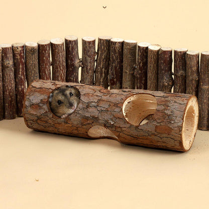 Solid Wood Hamster Pipe Rabbit Chew Toy Tree Cylinder Cross Border Pet Supplies