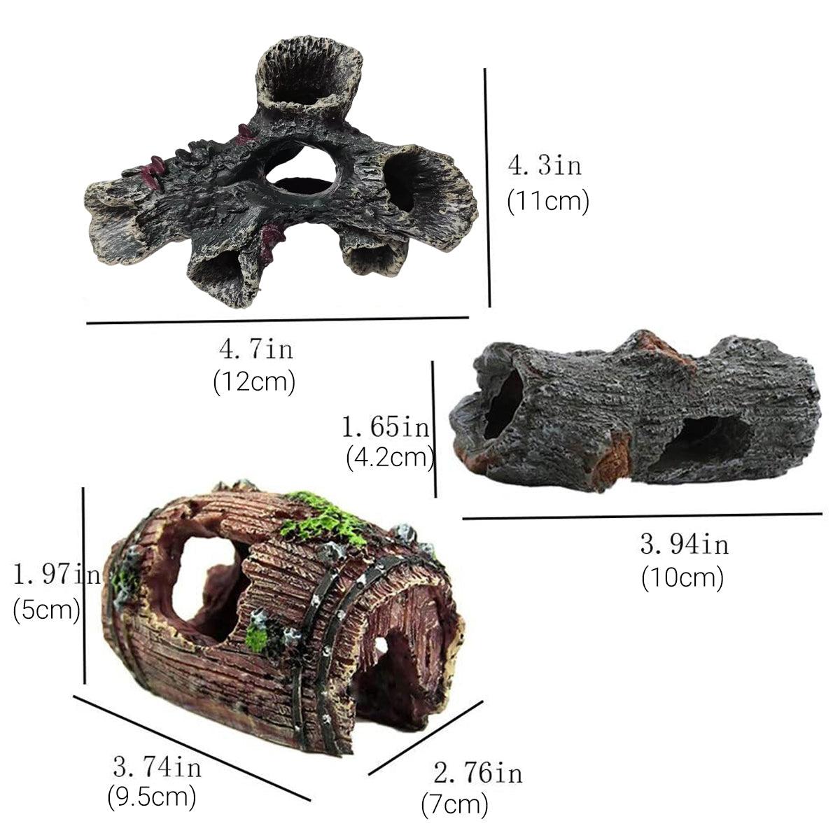 3pcs Aquarium Resin Tree Ornament Fish Tank Decoration Submerged Wood Cave