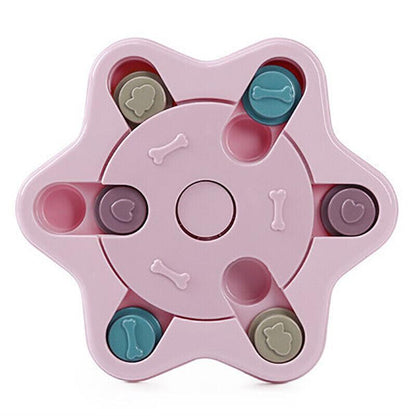 Dog Treat Dispenser Food Puzzle Toy Interactive Training Feeder Pet Supply Bowl - Claw-Pink