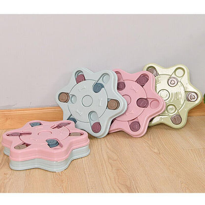 Dog Treat Dispenser Food Puzzle Toy Interactive Training Feeder Pet Supply Bowl - Hexagon-Pink