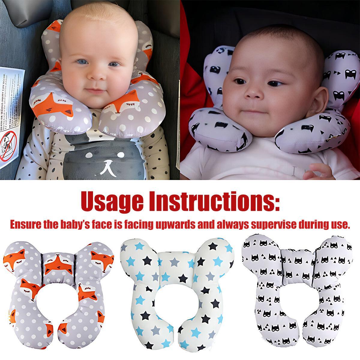 Baby Soft U-Shaped Auto Car Seat Stroller Head Neck Support Pillow Cushion Au - Black and White Dots