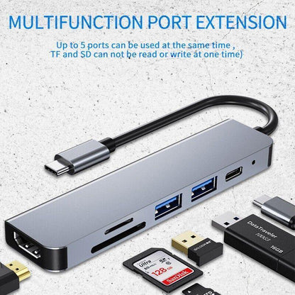 8/6/4-In-1 Usb-C Hub Adapter Type-C Hub Hdmi For Macbook Pro/Air Ipad Pro Laptop - 4-IN-1