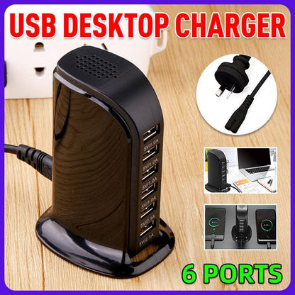 6Ports Charging Station Usb Desktop Charger Rapid Tower Power Adapter Wall Hub
