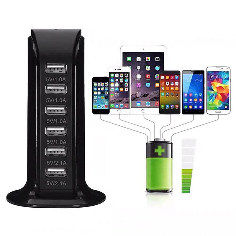 6Ports Charging Station Usb Desktop Charger Rapid Tower Power Adapter Wall Hub