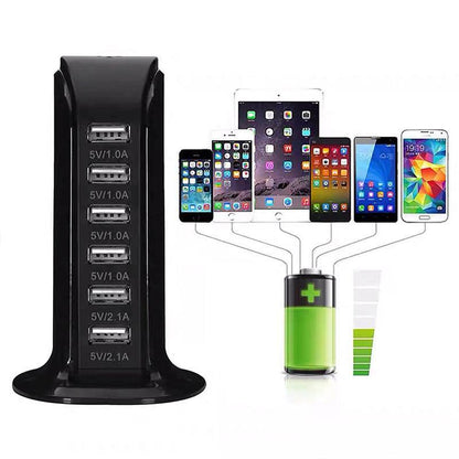 6Ports Charging Station Usb Desktop Charger Rapid Tower Power Adapter Wall Hub