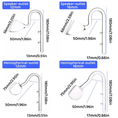 Aquarium Glass Inlet Outlet Pipe Fish Tank Filter Oil Film Remover Plant Holder - Speaker outlet-16mm