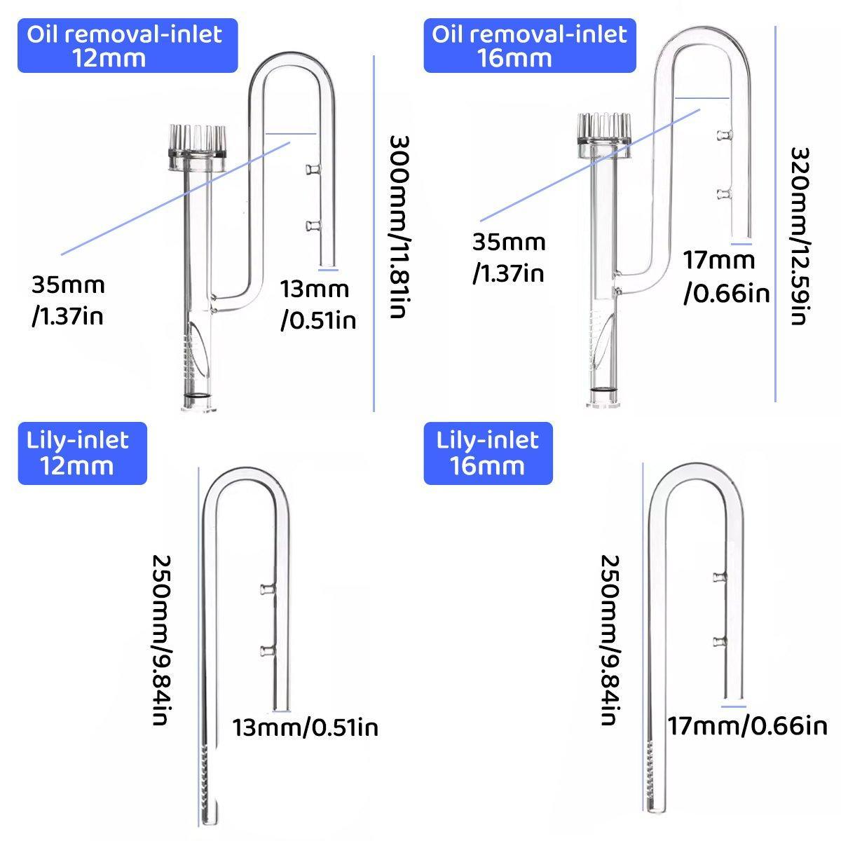Aquarium Glass Inlet Outlet Pipe Fish Tank Filter Oil Film Remover Plant Holder - Speaker outlet-16mm