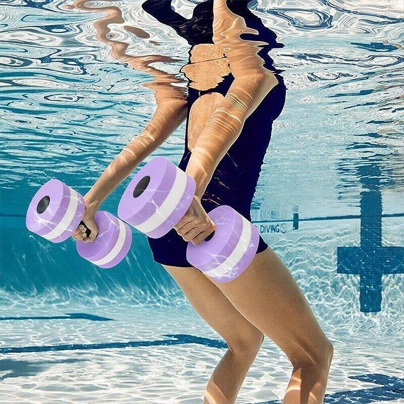 Water Dumbbell Aquatic Exercise Dumbell Water Aerobics Workouts Barbell - Grey-Pink