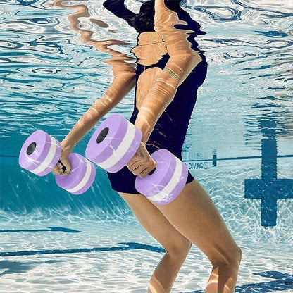 Water Dumbbell Aquatic Exercise Dumbell Water Aerobics Workouts Barbell - Grey-Pink