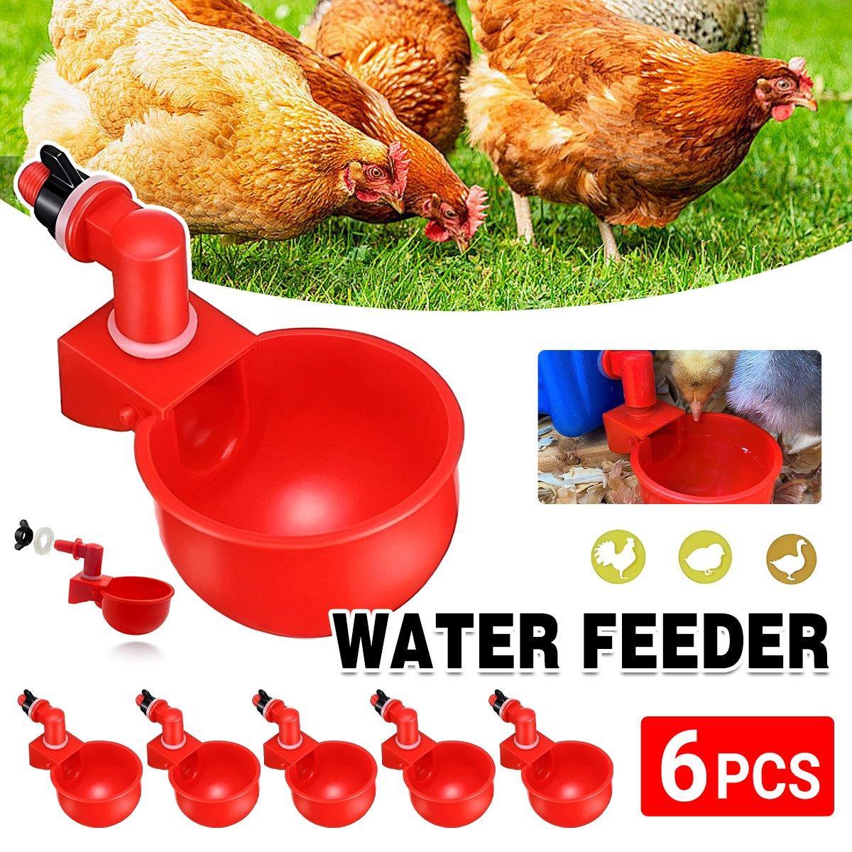 6x Automatic Chicken Water Cup Waterer Poultry Drinking Bowl Feeder Drinker Tool