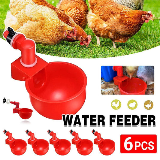 6x Automatic Chicken Water Cup Waterer Poultry Drinking Bowl Feeder Drinker Tool