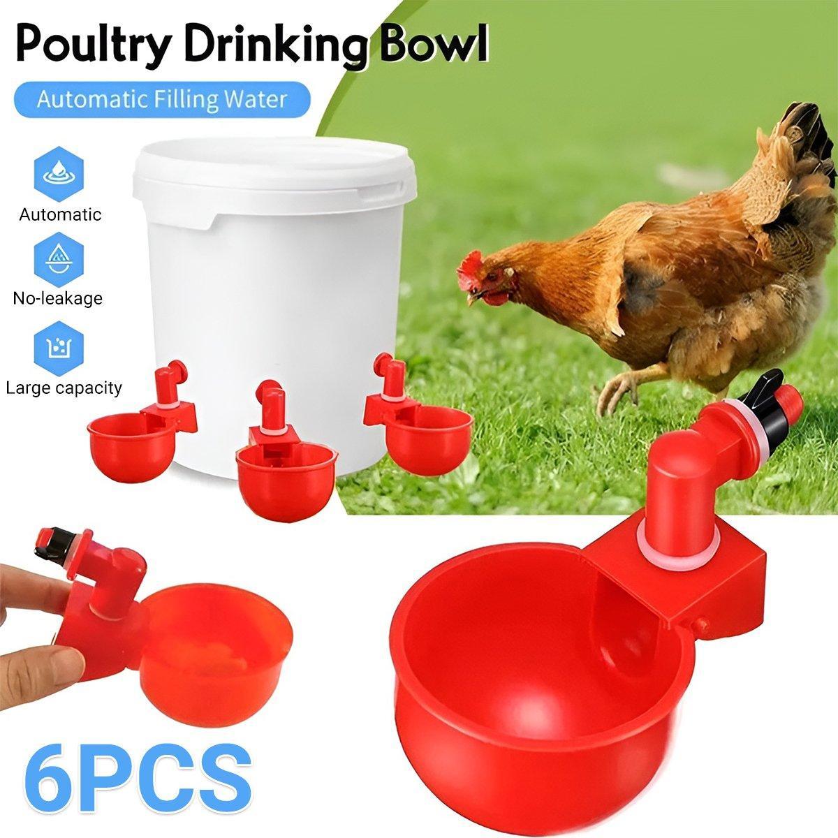 6x Automatic Chicken Water Cup Waterer Poultry Drinking Bowl Feeder Drinker Tool