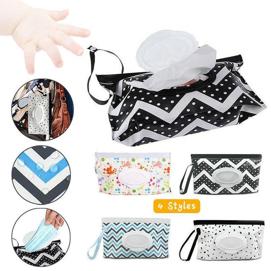 Portable Wet Wipe Pouch Dispenser Bag Travel Reusable Tissue Case Holder Storage - White