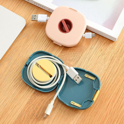 Case Cord Tangle Free Organizer Portable Earphones Manager Wire Winder Cable - Blue*1