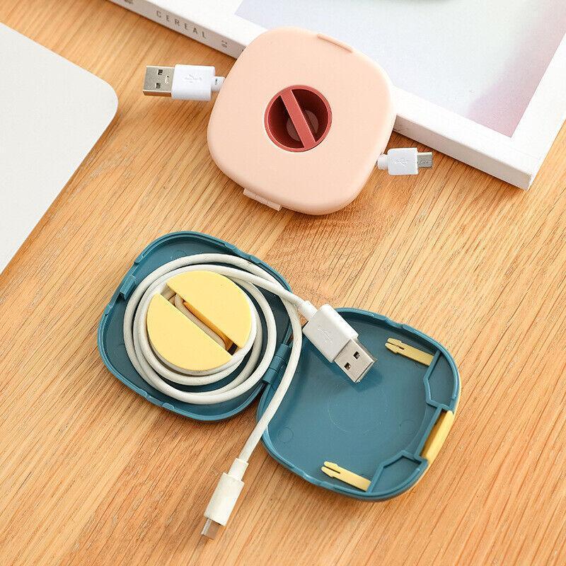 Case Cord Tangle Free Organizer Portable Earphones Manager Wire Winder Cable - Pink*1