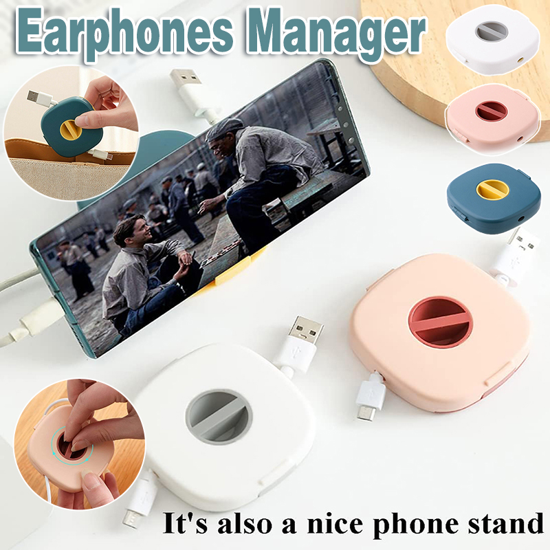 Case Cord Tangle Free Organizer Portable Earphones Manager Wire Winder Cable - White*1