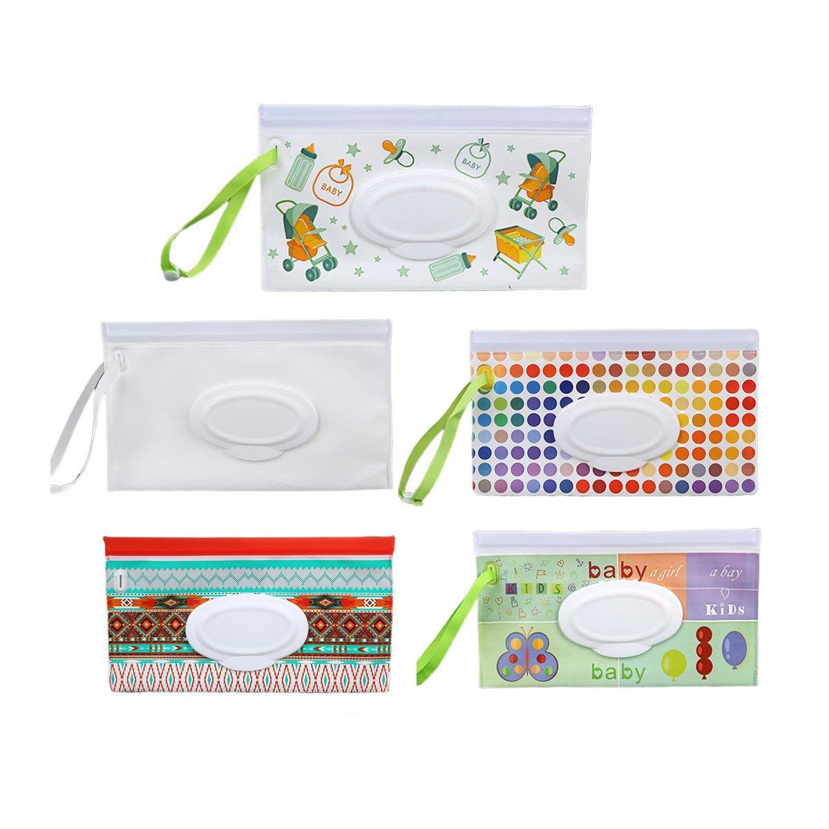 5PCS Dispenser Travel Wet Wipe Bag Pouch Portable Tissue Case Holder