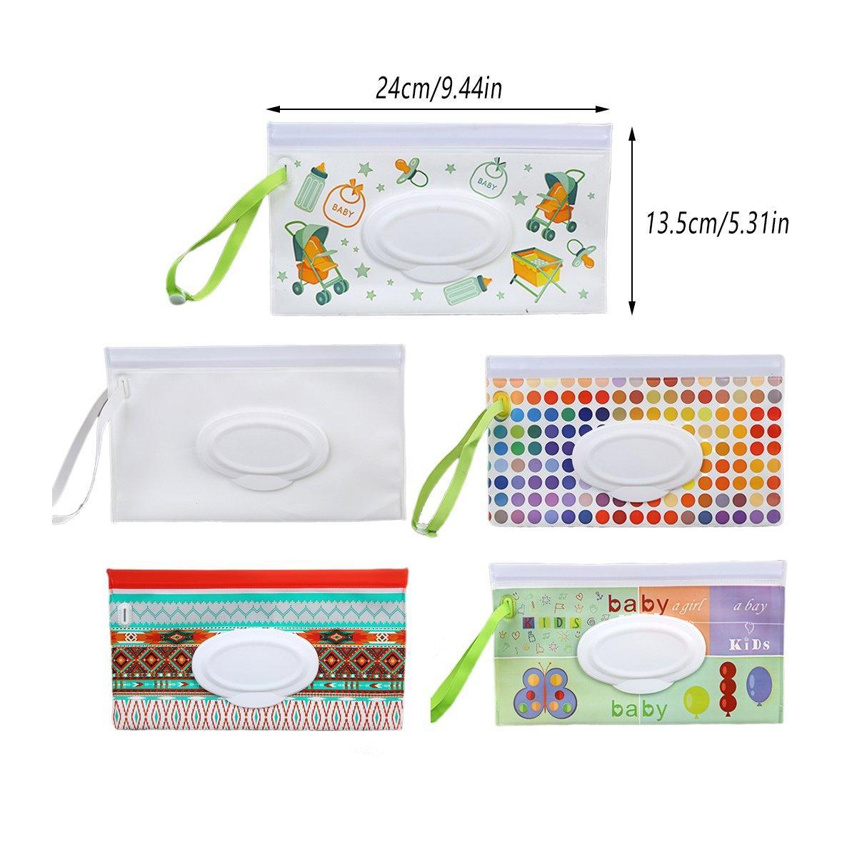 5PCS Dispenser Travel Wet Wipe Bag Pouch Portable Tissue Case Holder