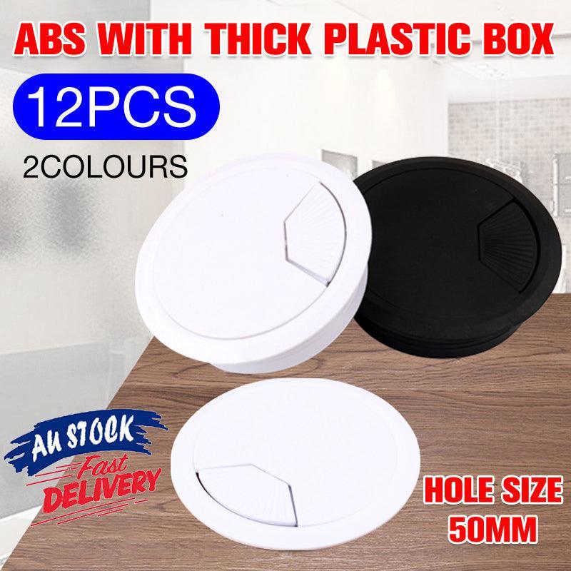 Desk Grommet Cable Hole Covers 50mm Wire Tidy Port for Table Surface 12pcs Set - White-12PCS