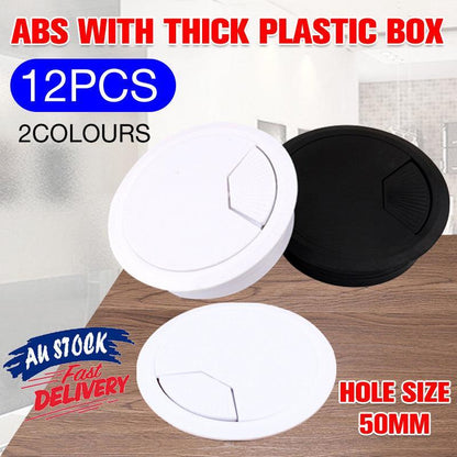 Desk Grommet Cable Hole Covers 50mm Wire Tidy Port for Table Surface 12pcs Set - White-12PCS