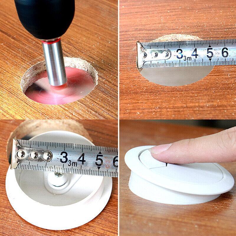 Desk Grommet Cable Hole Covers 50mm Wire Tidy Port for Table Surface 12pcs Set - White-12PCS