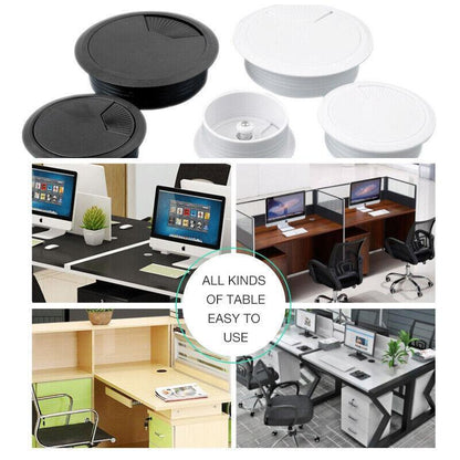 Desk Grommet Cable Hole Covers 50mm Wire Tidy Port for Table Surface 12pcs Set - White-12PCS