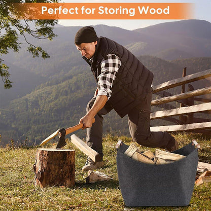 Felt Firewood Storage Basket Tote Bag Large Felt Basket for Firewood Wood Holder