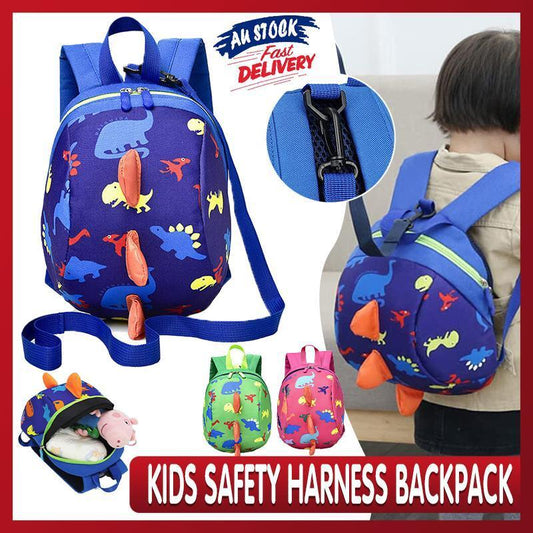 Kids Safety Harness Backpack Toddler Leash Dinosaur Bag Child Anti Lost - Green