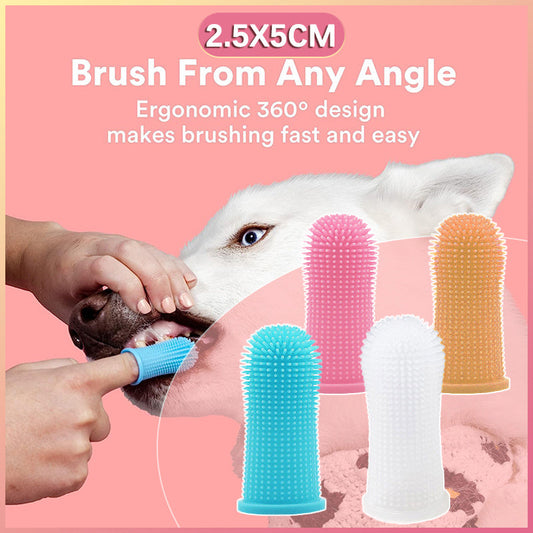 Premium Oral Care Dog Cat Toothbrush Finger Toothbrush Finger Silicone - Pink
