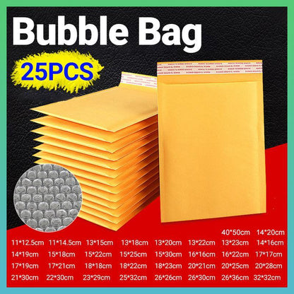 25PCS Poly Bubble Mailer Yellow Colour Multi-Size Plastic Padded Bag - 25PCS-23*29CM