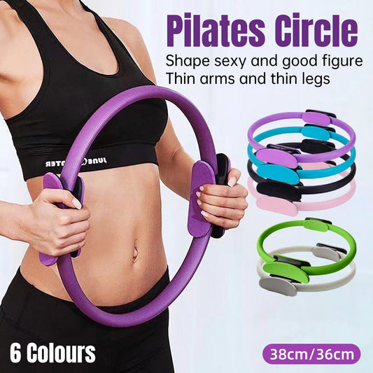 6 Colours Pilates Yoga Ring Magic Circle Fitness Equipment for Toning Slim Legs - Black