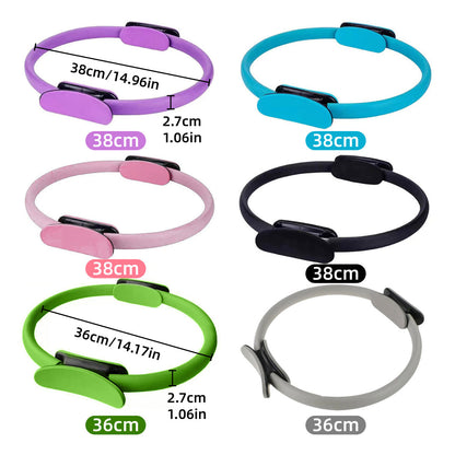 6 Colours Pilates Yoga Ring Magic Circle Fitness Equipment for Toning Slim Legs - Black