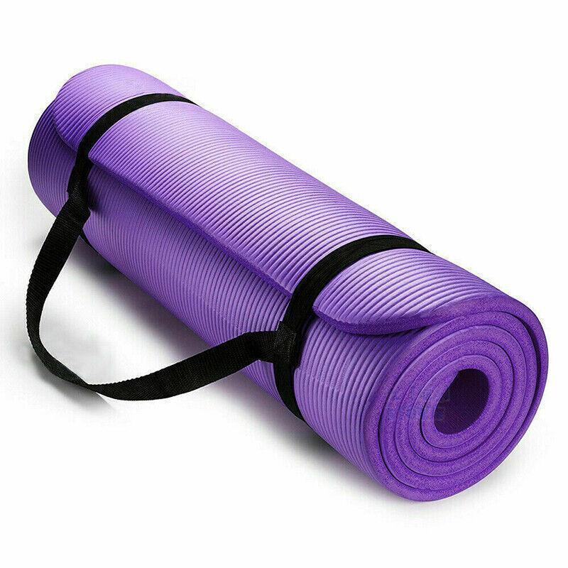 15mm Thick Yoga Mat Pad NBR Nonslip Exercise Fitness Pilate Gym Durable - Black