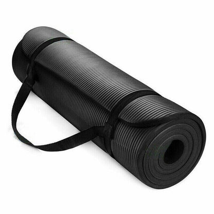 15mm Thick Yoga Mat Pad NBR Nonslip Exercise Fitness Pilate Gym Durable - Black