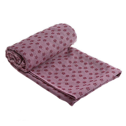 Non Slip Yoga Towel Mat Microfiber Fitness Gym Exercise Blanket with Carry Bag - Light Purple