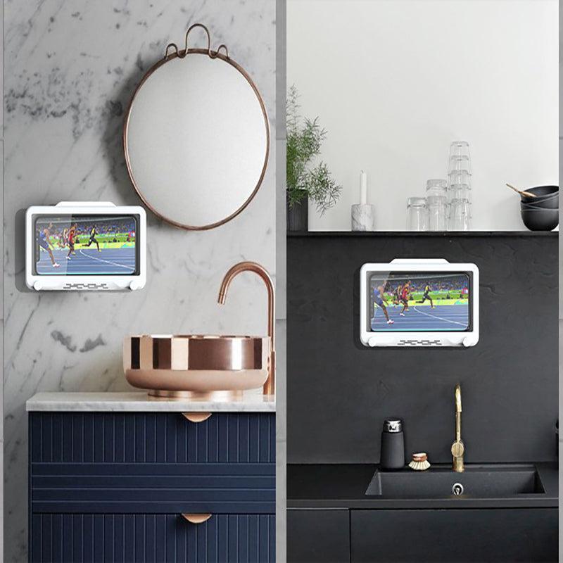 Wall Mounted Phone Holder for Bathroom Shower Waterproof Touch Screen Case - Blue