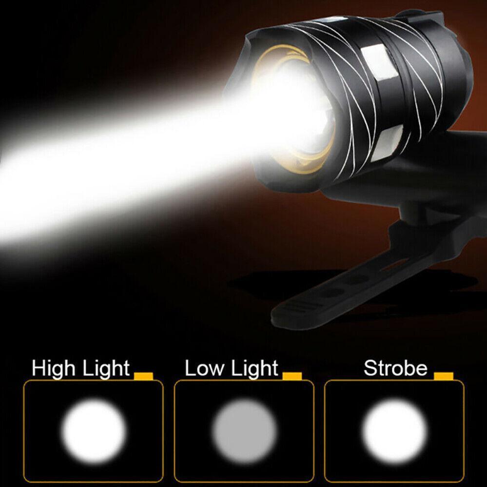 LED Bike Headlight 15000LM USB Rechargeable Waterproof Front Lamp for Bicycle - Black