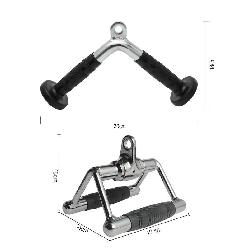 Cable Pulley Attachment Tricep Rope V Grip LAT Pull Down Gym Accessory - Tricep Press-Down Bar