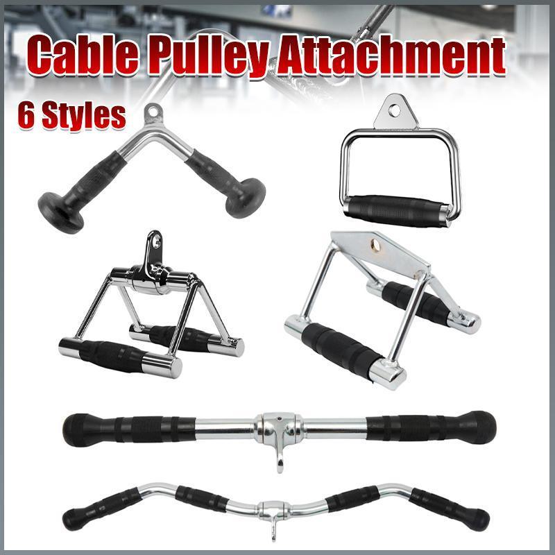 Cable Pulley Attachment Tricep Rope V Grip LAT Pull Down Gym Accessory - EZ Curl Pull-Down Bar