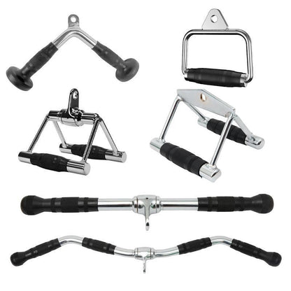 Cable Pulley Attachment Tricep Rope V Grip LAT Pull Down Gym Accessory - EZ Curl Pull-Down Bar