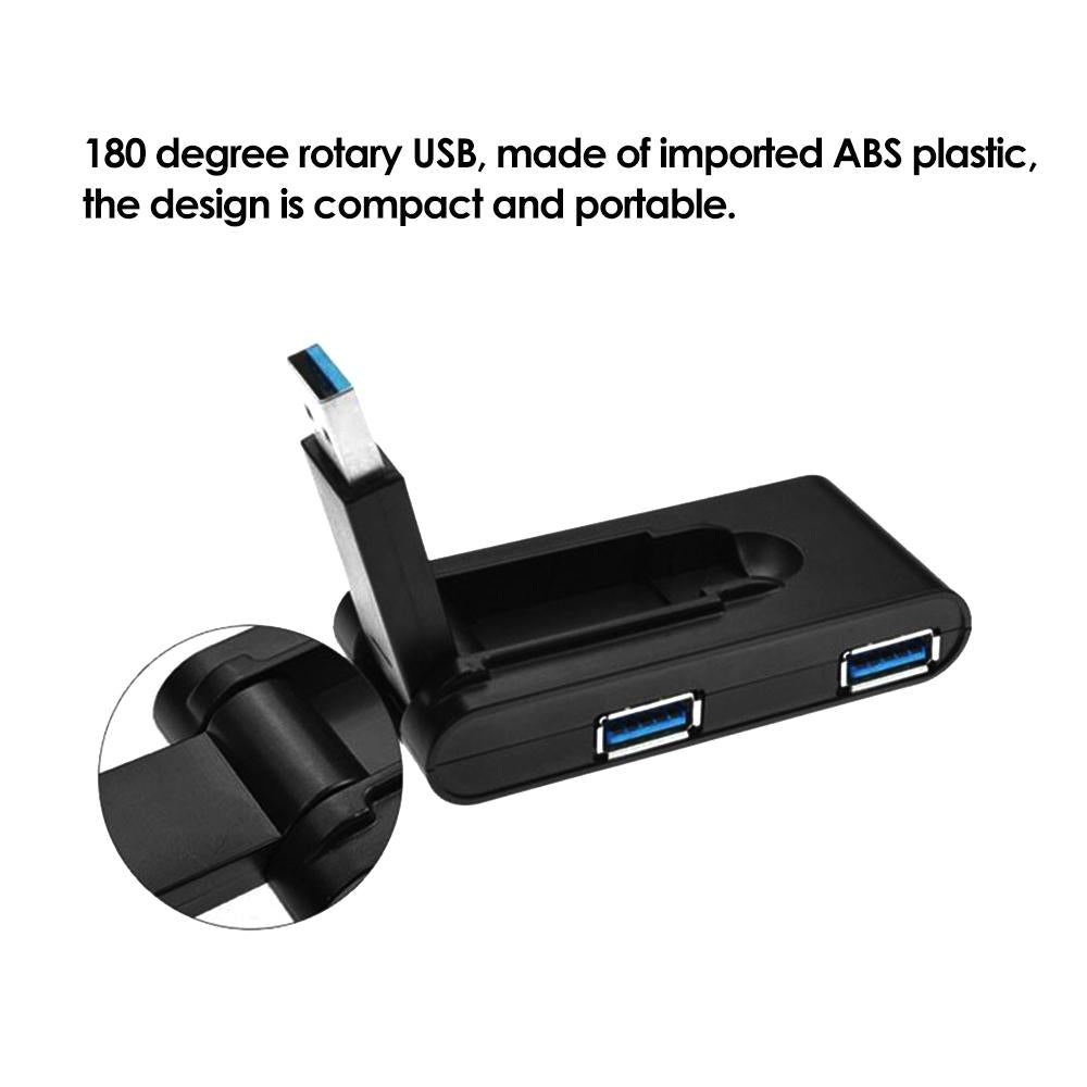 4-Port Usb Hub With 180° Rotation Black
